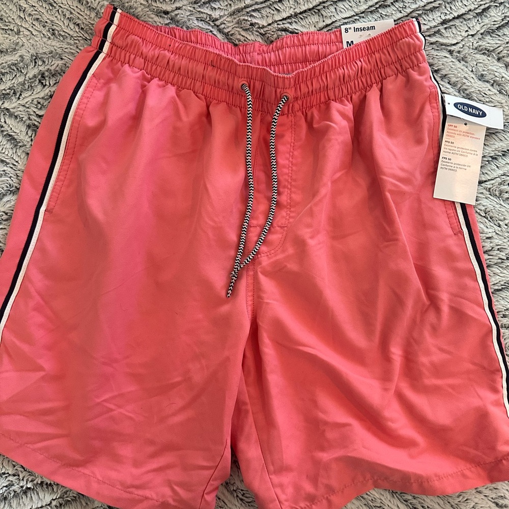 Old Navy Pink Swim Trunks with Elastic Waistband